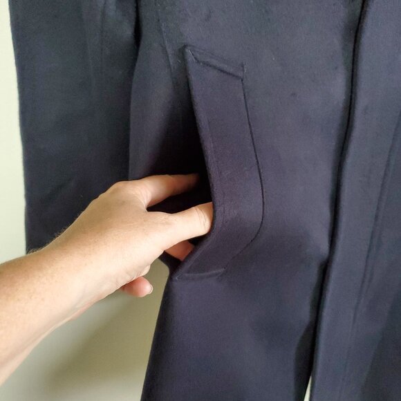 ZARA Soft Mid-Length Peacoat Pea Coat Jacket Preppy Coastal Navy Men's Medium - Picture 5 of 14